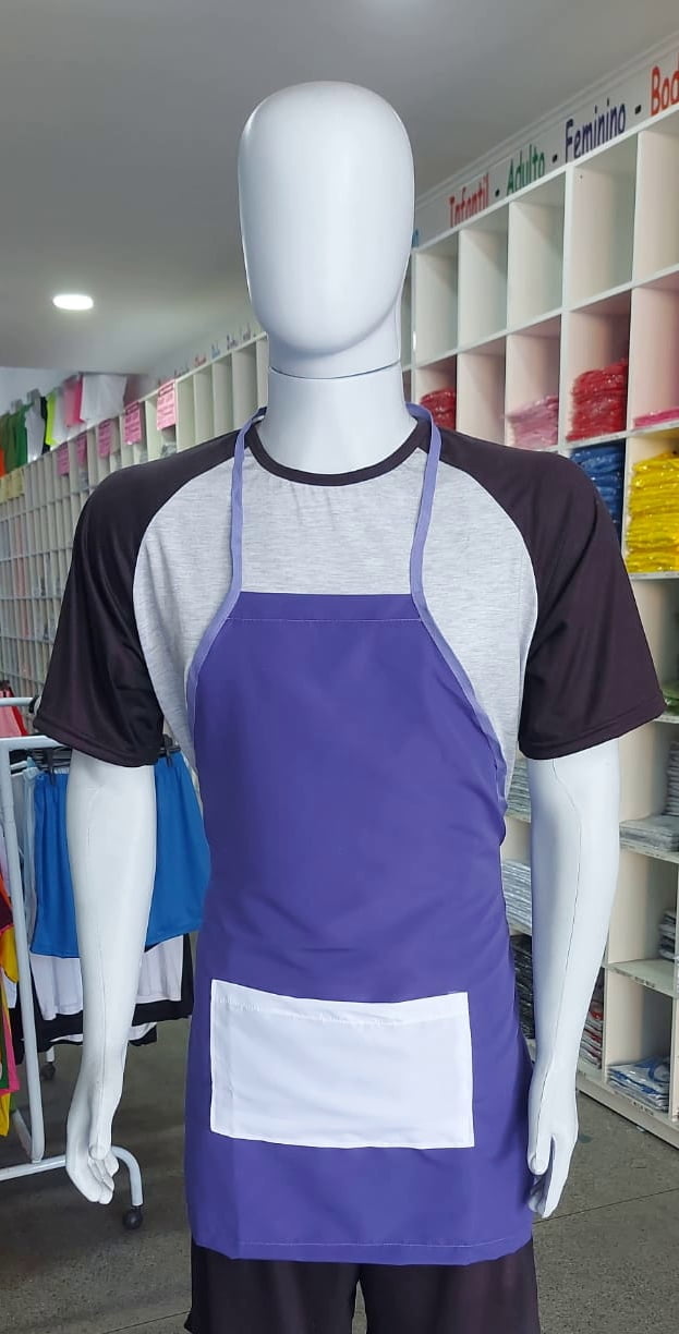 Avental Roxo adulto com bolso branco